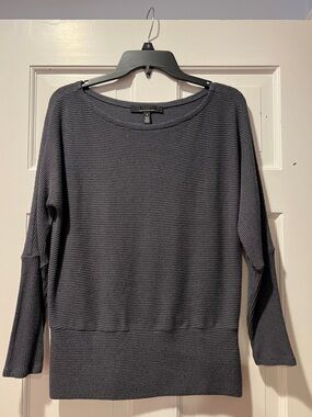 White House Black Market Charcoal Ribbed Boatneck Sweater